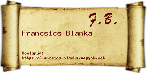 Francsics Blanka névjegykártya